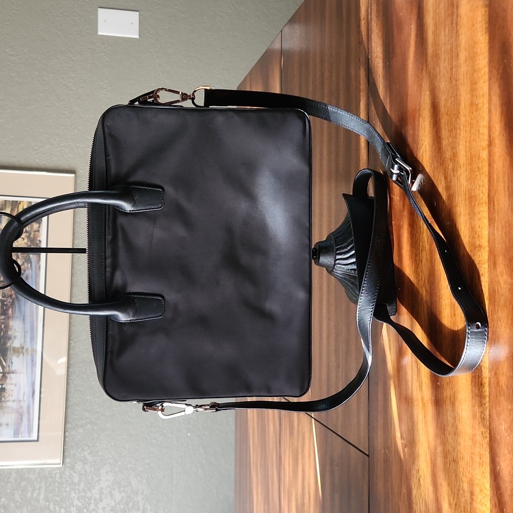 Mansur Gavriel Leather/Canvas Laptop Messenger Bag
